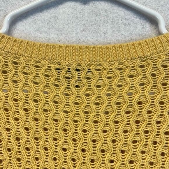 TALBOTS Sweater Women’s Large Yellow Lambswool Blend Open Knit Pullover Soft - Picture 11 of 12